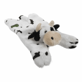 goDog Barnyard Buddies Cow Squeaky Plush Flattie Dog Toy