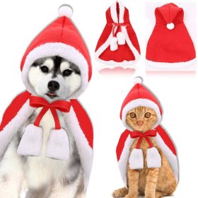 Merry Christmas Pets Whole Costume set (Color: Red/White, size: medium)