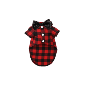 My Fancy Buffalo Plaid Bowtie Dog Shirt (size: M)