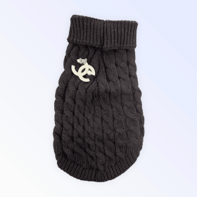 My Cozy Chewnel Knit Sweater (Color: Black, size: large)