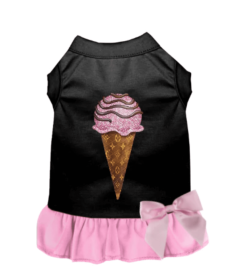 My Favorite Chewy Vuitton Ice Cream Dress (Color: BLACK WITH PINK BOTTOM, size: X Small)