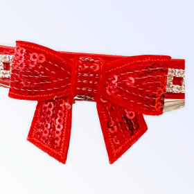 My Glam Holiday Bow Collar (Color: RED BOW, size: medium)