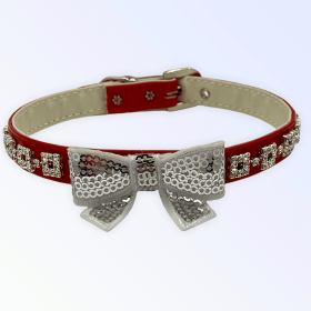 My Glam Holiday Bow Collar (Color: WHITE BOW, size: X Small)