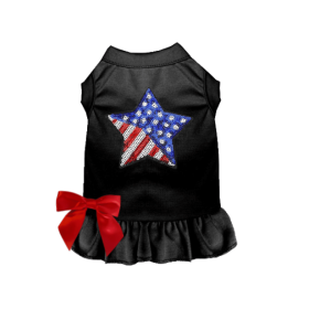 Patriotic Star Dress/Tee (Color: Black, size: X Small)