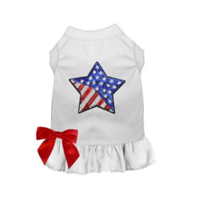 Patriotic Star Dress/Tee (Color: White, size: X Small)