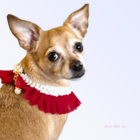 Pearl Neck Ruff (Color: Red, size: medium)