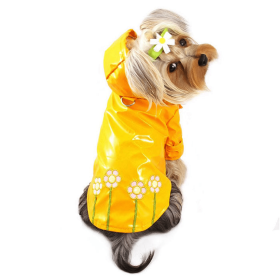 Polka Dots & Daisies Raincoat with Cotton Lining (Color: Yellow, size: M)