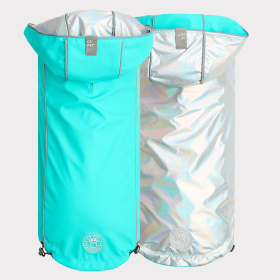 GF Pet Reversible Raincoat (Color: Neon Aqua, size: 2XS)